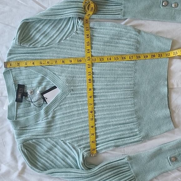TRUTH aqua blue green wool blend sweater v-neck medium - Picture 3 of 6